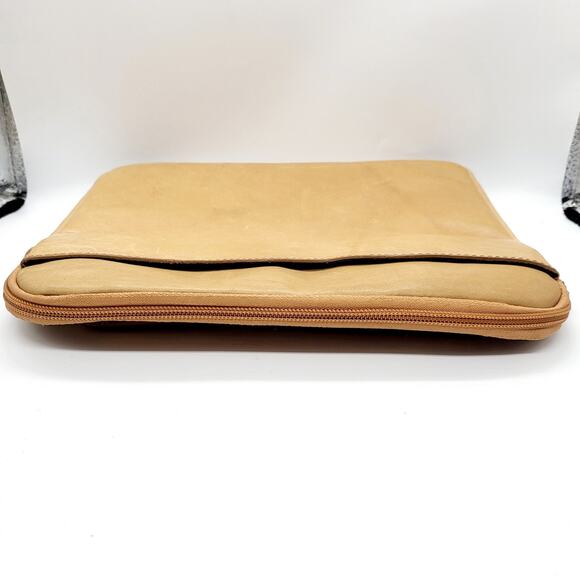 Tri-Antler Tan Leather Padded Lined Multi-use Tablet Laptop Pouch Unisex - Picture 3 of 10